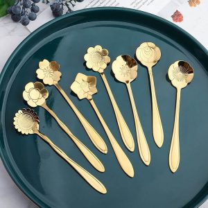 Alternative view of 8pcs Flower Pattern Dessert Spoon Set